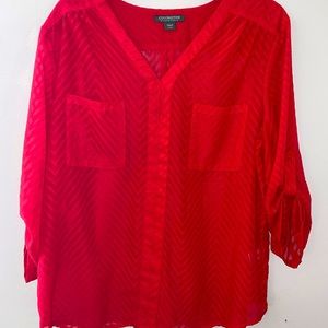 Red sheer blouse ♥️